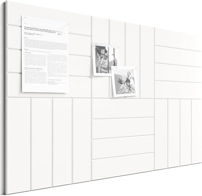 Bumusty 36" x 24" Large Cork Board Alternative, Milky White | 6-Pack Felt Bulletin Board Tiles, 60 Adhesive Tabs, 30 Pushpins, Home, Office, Classroom, Vision Board