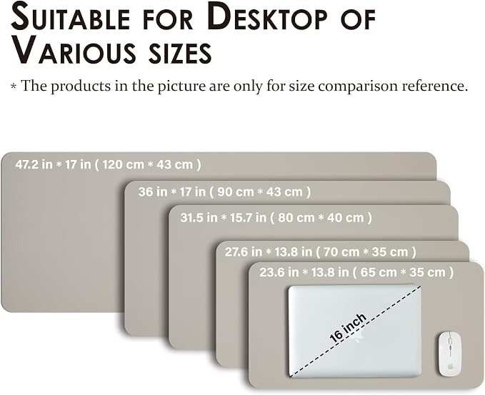 Leather Desk Mat - Non-Slip PU Desk Pad for Office and Home - Desk Organization and Accessories - Ideal for Large Mouse Pad and Desk Mats on Top of Desks (Light Gray,27.6"x 13.8")