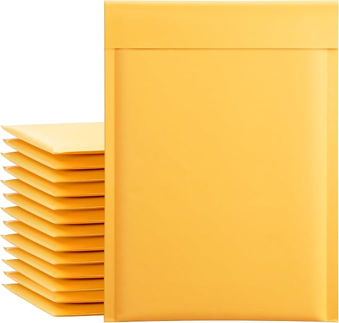 UCGOU Kraft Bubble Mailers 7.25x12" Usable Size 7.25x11"25 Pack Yellow #1 | Self Seal Waterproof Padded Envelopes,Tear Resistant Bubble Wrap Mailers Shipping Bags for Jewelry Makeup Small Business