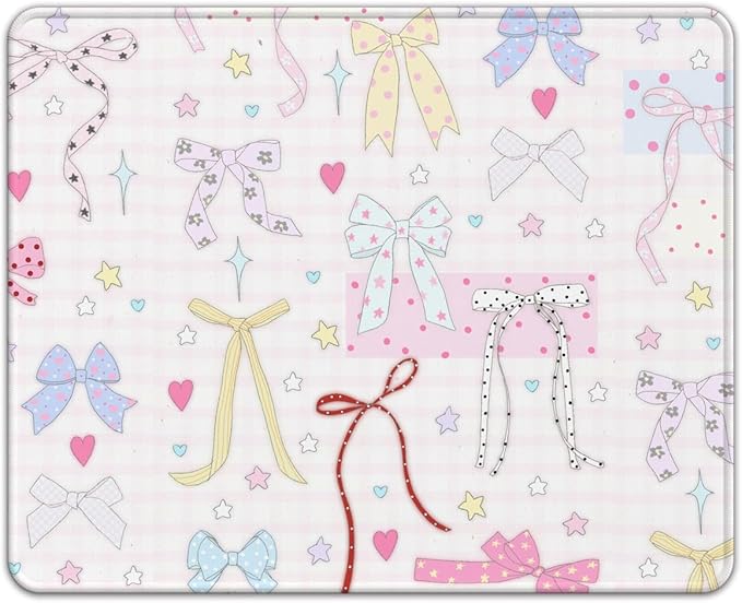 Premium Stitched Mouse Pad 10.2 x 8.3 in | Smooth, Washable Desk Mat with Non-Slip Base | Personalized Cute MousePads for Gaming,Work,Laptop, Computer, Office, Home (Bow ribbon)