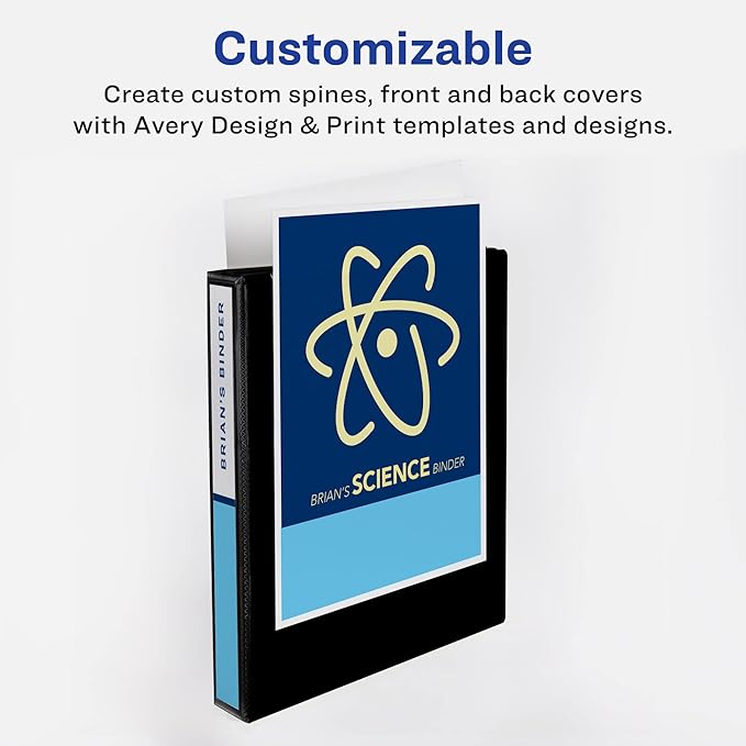 Avery Heavy-Duty 1.5 Inch Binders 3 Ring, View Binder, 1.5 Inch EZD Ring, Black, Sturdy (79695) | For Heavy School, Home and Office Use, DuraHinge Tear-Resistant Spine, DuraEdge Split-Resistant Sides, Linen Finish