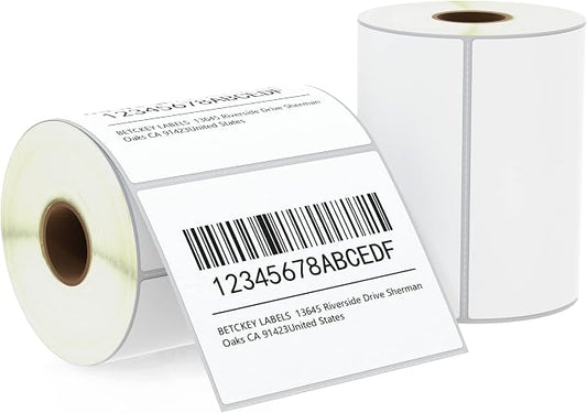 BETCKEY - 4" x 3" (102 mm x 76 mm) Thermal Labels, [2 Roll/1000 Labels] | Perforated, Strong Adhesive, Compatible with Zebra & Rollo Label Printer