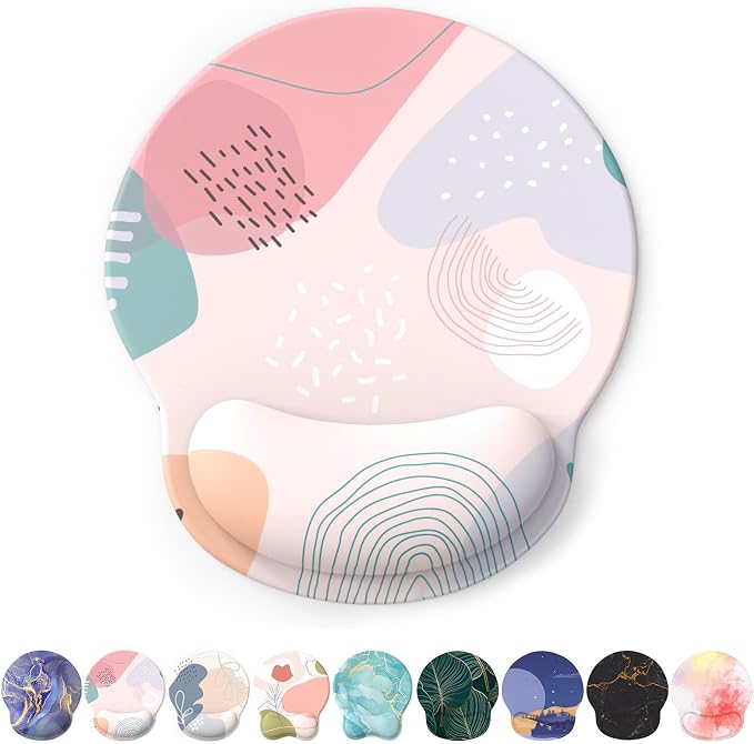 Mouse Pad with Wrist Rest, Comfortable Computer Mousepad with Gel Wrist Support Smooth Surface and Non-Slip PU Base for Pain Relief, Laptop, Office & Home (Floral Fantasy)