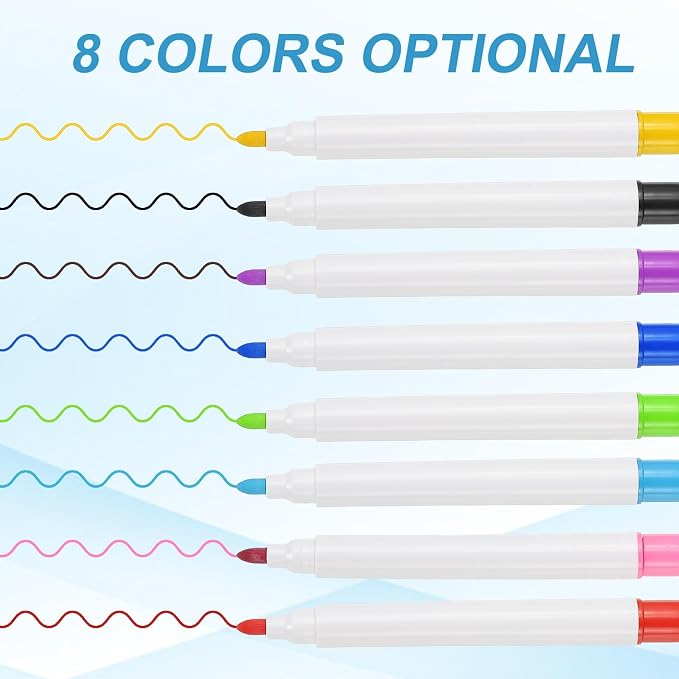PATIKIL Magnetic Whiteboard Pen, Fine Tip Dry Erase Light Blue White Board Markers with Eraser Whiteboard Calendar Supplies for Classroom Office, 12 Pcs, 0.5-1mm Tip