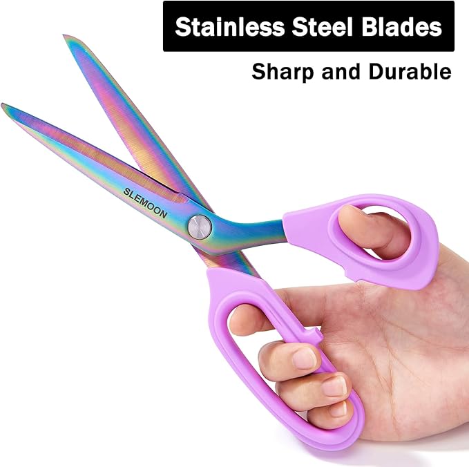 10" Scissors All Purpose, Heavy Duty Professional Tailor Scissors for Fabric Cutting, Leather Craft & Sewing Projects, Light Purple