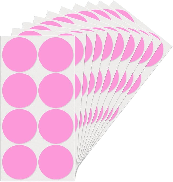 Pink Round Stickers 2 Inch Waterproof Vinyl Coding Labels 80 PCS | Strong adhesive, Removable, Tear- & Scratch resistance, Easy to peel, Glossy finish, Writable dots for crafts office school