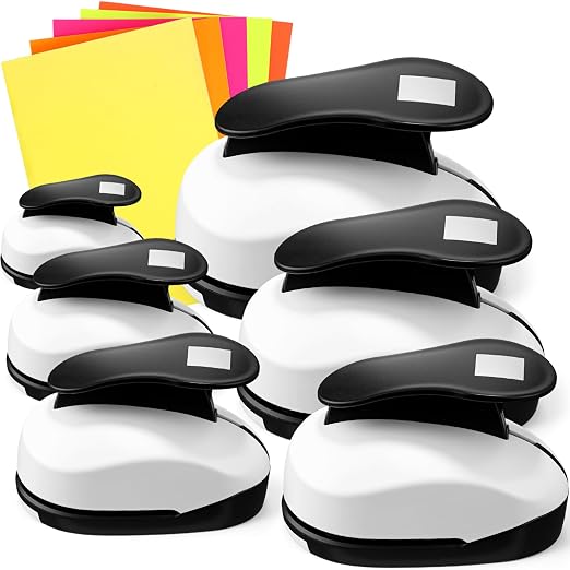 CHENGU 6 Pcs Square Punch Set 3in/2in/1.5in/1in/0.6in/0.3in Scrapbook Hole Punchers Crafting with 10 Sticker Paper Square Cutter Scrapbook for Office Supplies DIY Albums Photos(Black)