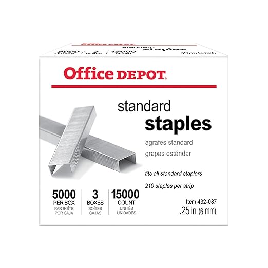Office Depot Standard Staples, 1/4in., Pack of 3 Boxes, 0