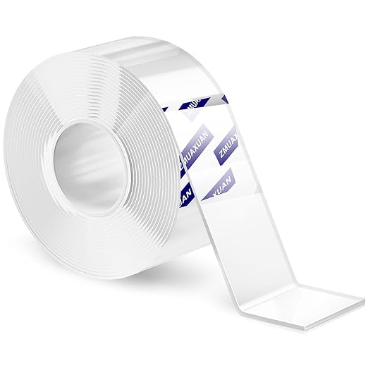 ZMUAXUAN Strong Nano Double Sided Tape Heavy Duty Mounting,Clear Removable Wall Sticky Adhesive Strips,Reusable Thick Gel Grip for Hanging Picture,Poster,Carpet,Photo