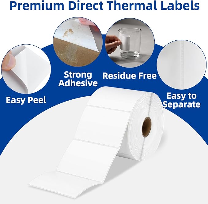 ESSENTIAL 4" x 3" White Direct Thermal Labels for Barcodes, Address | Permanent Adhesive, Shipping Labels, Compatible with Zebra, Rollo and Other Desktop Printers, 850 Labels of Roll, 1 Rolls
