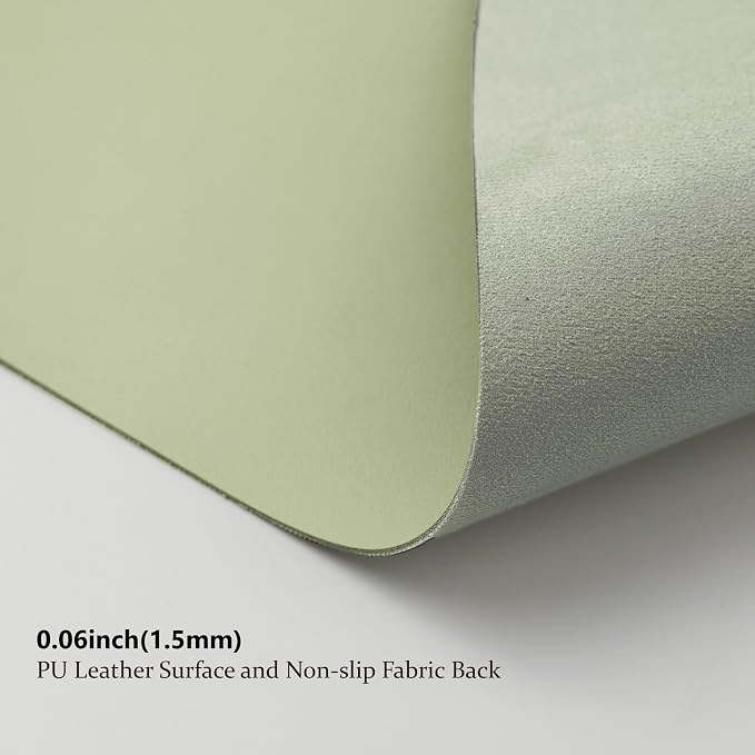 Leather Desk Mat - Non-Slip PU Pad for Office and Home - Organization Accessory - Ideal for Large Mouse Pads (Light Green, 31.5" x 15.7")