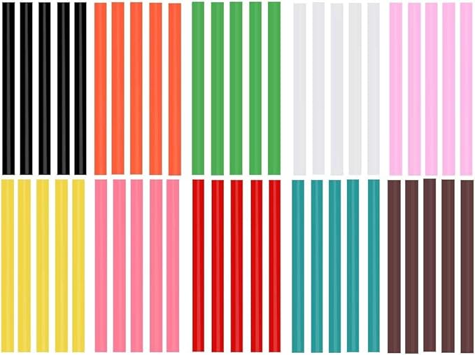 Ewparts 50PCS Hot Glue Sticks for Hot Glue Gun 7mm Glue Gun Sticks Opaque Color Glue Sticks for Glue Gun Colored Mini Hot Melt Glue Sticks Color Mini Glue Sticks Multipurpose for Art & Craft Project