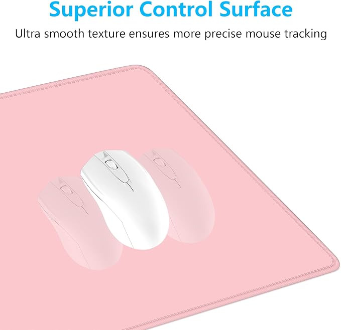 Dapesuom Large Mouse Pad, Extended Gaming Mouse Mat with Stitched Edges, Full Size Desk Mats with Non-Slip Base, Computer Big Desktop Keyboard Pad for Gamer, Laptop, Office, 23.6 x 11.8 in, Pink