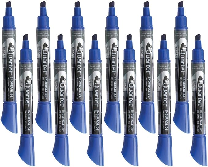 Quartet Dry Erase Markers, Whiteboard Markers, Chisel Tip, EnduraGlide, White Board Dry Erase Pens for Teachers, Home School & Office Supplies, Blue, 12 Pack (5001-3M)