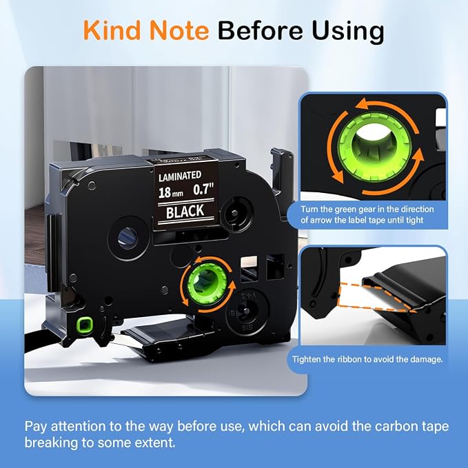 TZe-345 Replace for Brother TZe TZ Tape 18mm 0.7 Laminated Black TZe345 | Compatible with Brother P Touch Label Tape for PT-D400 PT-D410 PTD460BT PT-D610BT PT-D600 Label Maker, 5-Pack, White on Black