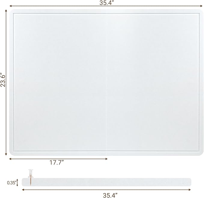 AKTOP Foldable Felt Bulletin Board for Wall, 24x36 inches, White | Large Cork Board Alternative with 25 Pushpins, Decorative Photo Display Board Pin Board, For Home, Office & School