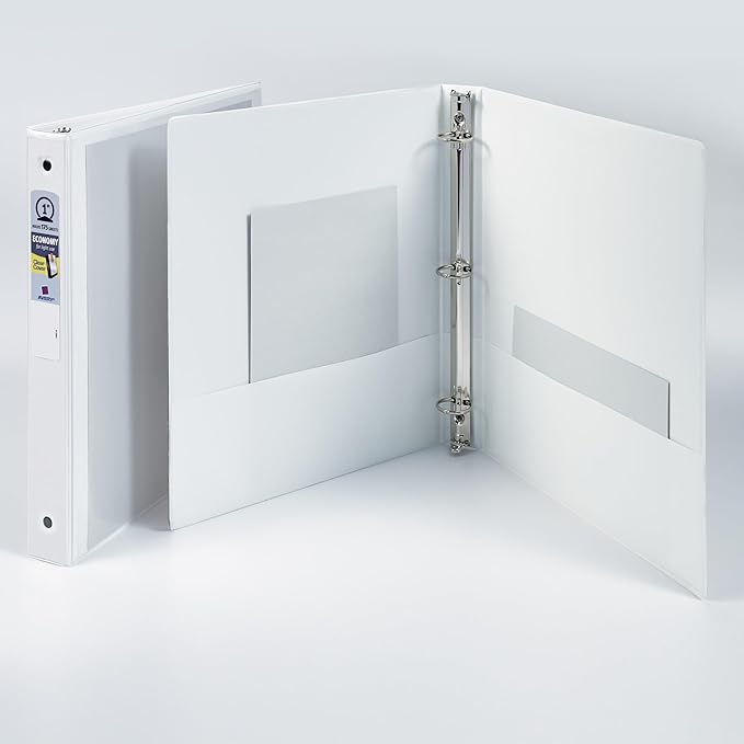 Avery Standard View 3 Ring Binder, 1" Round Rings, 175-Sheet Capacity, 1.4 Inch Wide Spine, 1 White Binder, Ideal for Lightweight Organization and Occasional Referencing (05760)