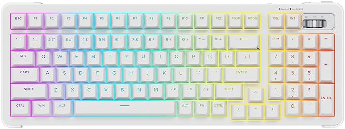 98% Wireless Mechanical Keyboard, BT/2.4G/USB-C Tri-Mode Hot Swappable with PBT Keycaps, Linear Switches, Gasket Structure, RGB Backlit Gaming Keyboard for Win/Mac/iOS/Android