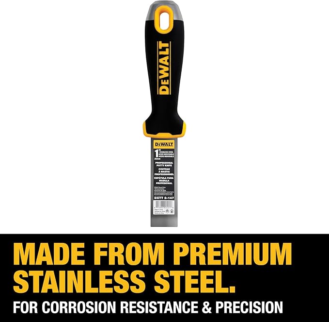 DEWALT 1" Putty Knife | Stainless Steel w/Soft Grip Handle | DXTT-2-147