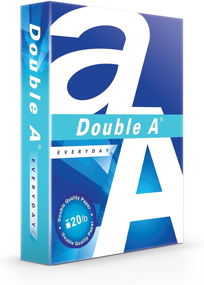 Double A Everyday Copy & Multipurpose Paper, Letter Size 8.5" x 11", Bright White, Smooth Finish for Inkjet & Laser Printers, Acid‑Free, High‑Quality Color & Black/White Printing