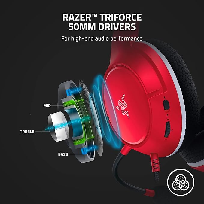 Razer Kaira X Wired Headset for Xbox Series X|S, Xbox One, PC, Mac & Mobile Devices: Triforce 50mm Drivers - HyperClear Cardioid Mic - Memory Foam Ear Cushions - On-Headset Controls - Pulse Red