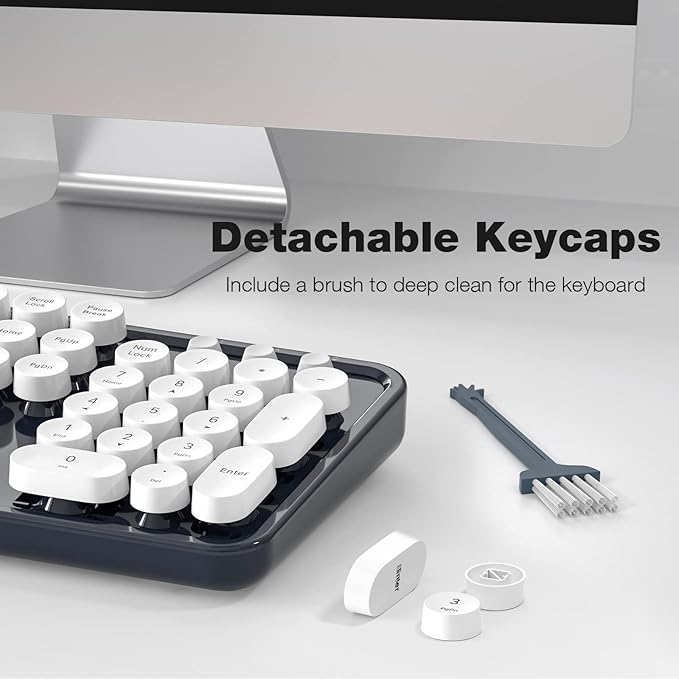 MOFII Wireless Keyboard and Mouse Combo, Dark Blue 2.4G Full Size Keyboard, Round Key Typewriter Keyboards and Cute Mice with 2 in 1 USB Dongle, for PC Laptop Chromebook Smart TV