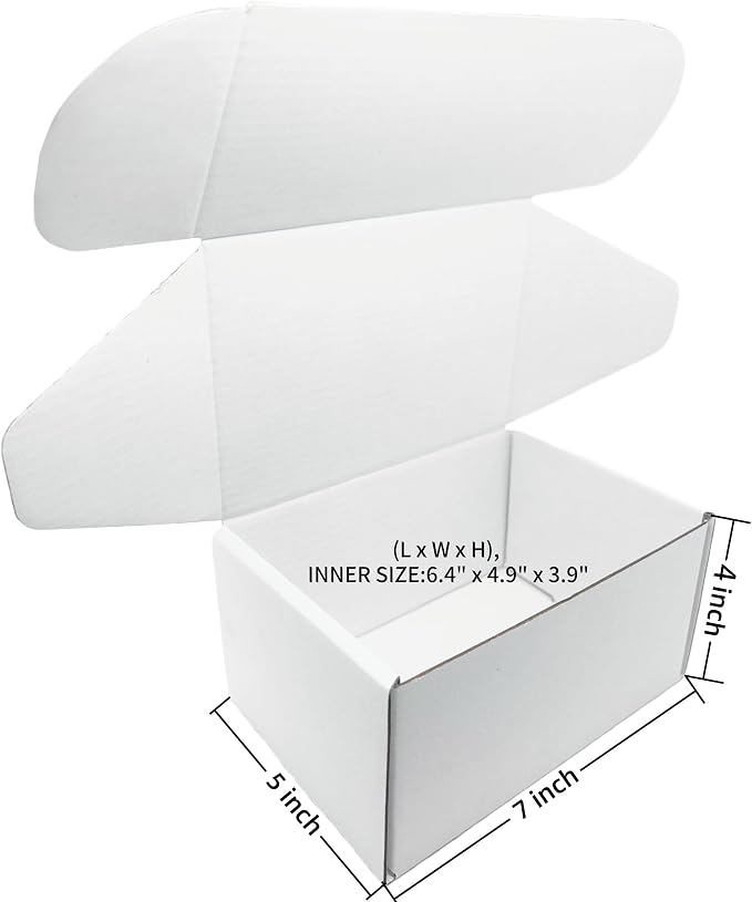 7x5x4 Inches White Corrugated Cardboard Shipping Boxes Set of 2 | Small Mailer Boxes for Business Packaging Mailing , For Business Packaging, For Mailing