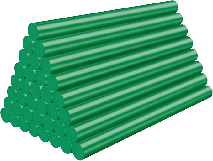 Small Hot Glue Sticks Green, 36 Pack Hot Melt Glue Sticks Colored, Adhesive Craft Glue Sticks for Fabric Wood DIY Painting Decoration Waxing, Mini Size 4" Long x 0.27" Dia
