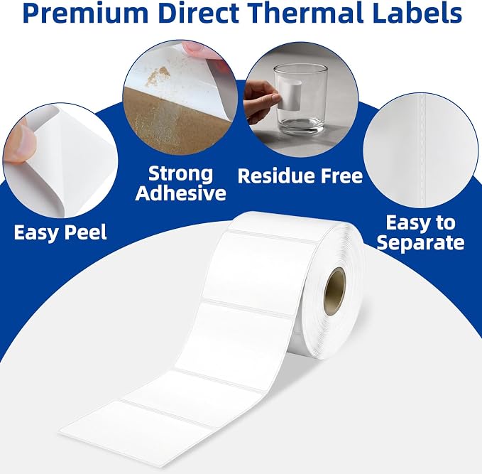 ESSENTIAL 3" x 2" White Direct Thermal Labels for Barcodes, Address | Permanent Adhesive, Compatible with Zebra, Rollo and Other Desktop Printers, 700 Labels of Roll, 2 Rolls (1400 Labels)
