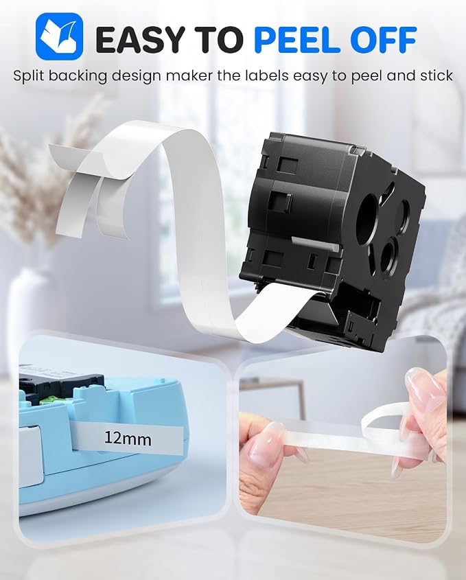 Compatible with Brother Btag-131 Btag131 Btag Label Tape 12mm 0.47 Clear | P Touch Label Maker Tape Compatible with Brother PT-N10 PT-N20 PT-N25BT Label Makers, Black on Clear, 12mm x 4m, 6-Pack