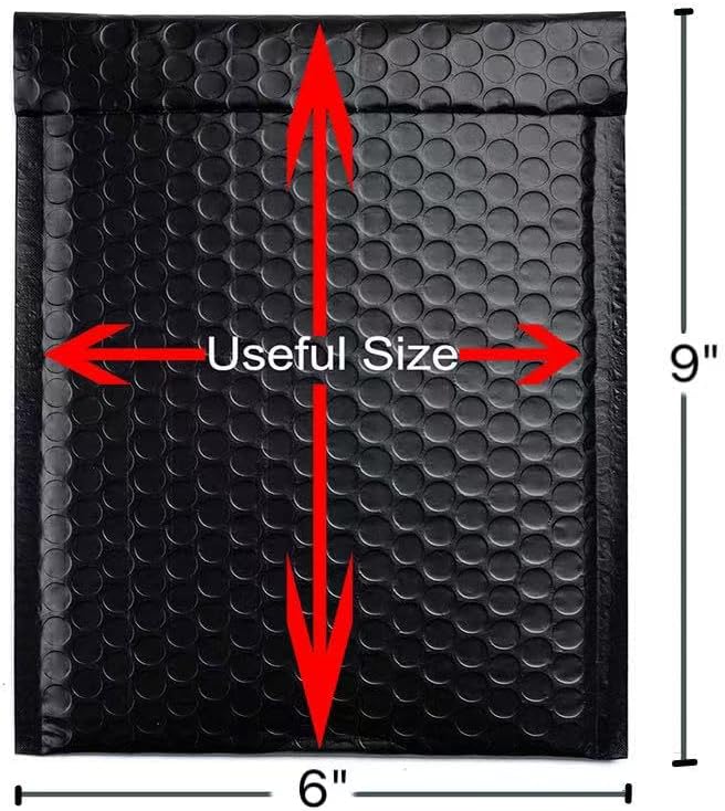 FCLMHD Bubble Mailers 6x10 inch 100 Pack Black Usable Size 6x9" Thick Padded Envelopes Opaque Waterproof Bubble Envelopes for Small Business Mailing Makeup Jewelry Gifts(100, 6x10)