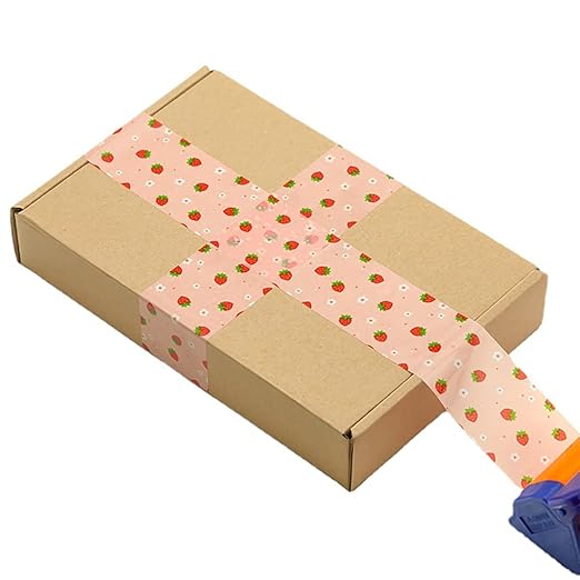 Designer Cute Packing Tape, Colorful Printing Shipping Tape, Carton Decorative Tape for Sealing Boxes, Strawberry, 1.77" x 110 yd
