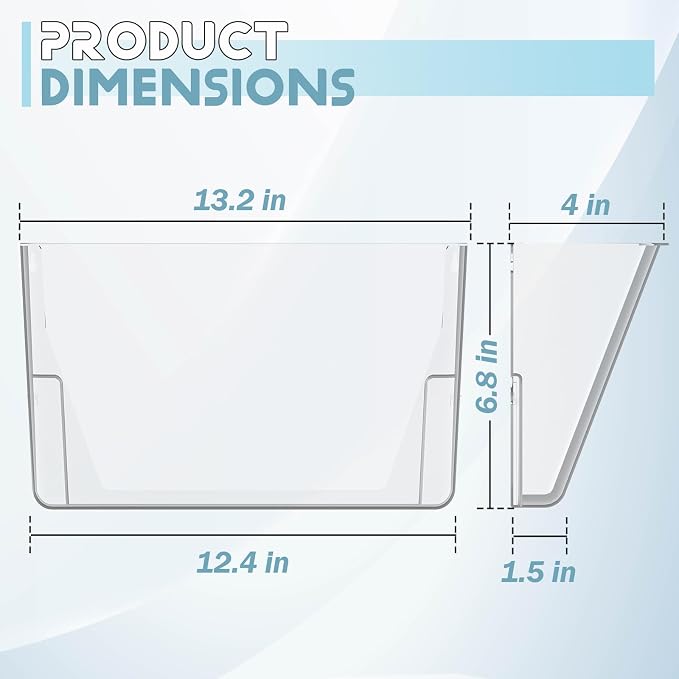 Gawerk Clear Acrylic Single Pocket, Plastic Hanging Wall Mount File Holder for Office Home (Clear, 5 Pack)