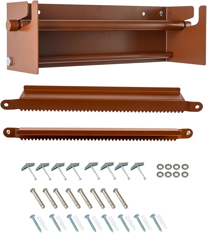 24" Kraft Paper Dispenser Wall Mount，Butcher Paper Dispenser，Paper Roll Cutter to Do Lists,Ideal for Home,Office Wall Paper Holder with Serrated Edge Cut Bar-Brown