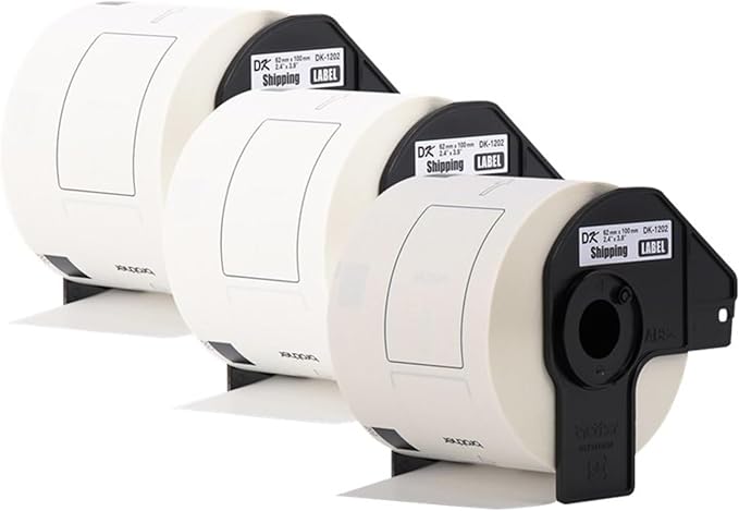 Brother Genuine DK-12023PK Die-Cut Shipping Paper Labels, Long Lasting Reliability, 300 Labels Per Roll, (3) Rolls per Box, White (DK12023PK)