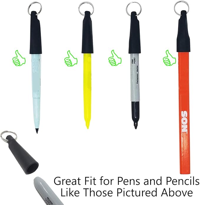2 Pack - Heavy Duty Retractable Pull Pen Holder - Ideal for Markers & Carpenter Pencils - Nylon Cable, Self Retracting Reel & Tight Metal Belt Clip Retractable Carpenter Pencil Holder by Reel-N-Rite