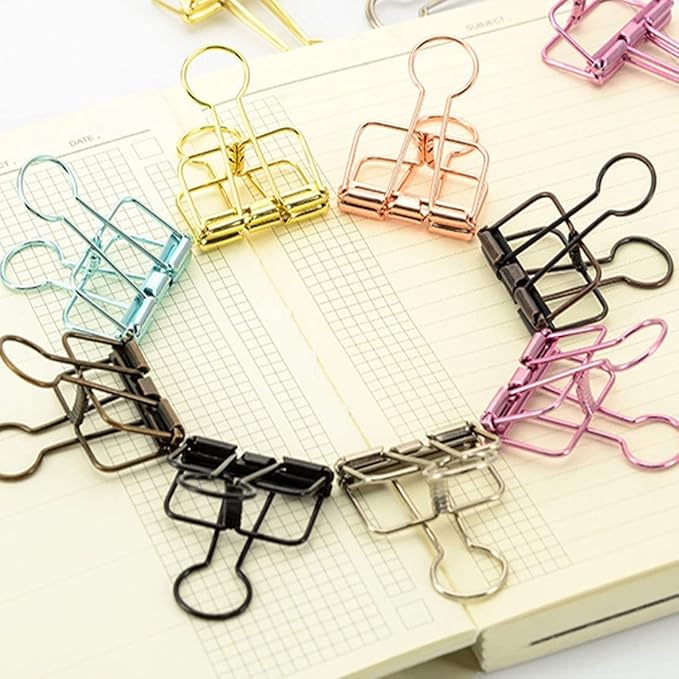 20PCS Medium Metal Binder Clips - Bronze, Paper Clamps for Office Supplies, School, Personal Document Organizing