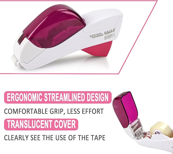 Automatic Tape Dispenser for Wrapping Gifts, Handheld Packaging Tape Dispenser Gun with Cutter, Dispensers for Adhesive Tapes-White