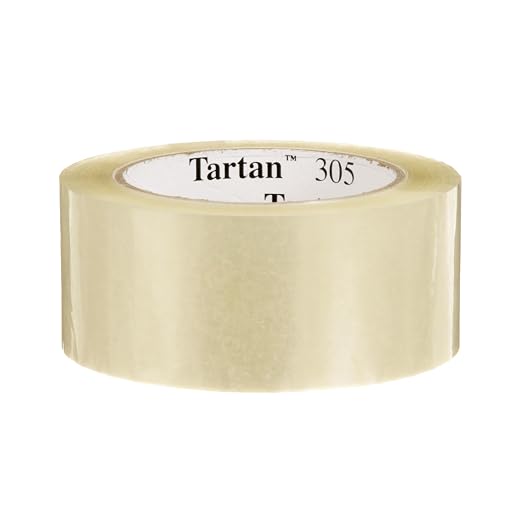 3M Tartan Box Sealing Tape 305, Clear, 1.88 in x 109.36 yds (48 mm x 100 m) | 36 Rolls/Case, Light Duty, Durable