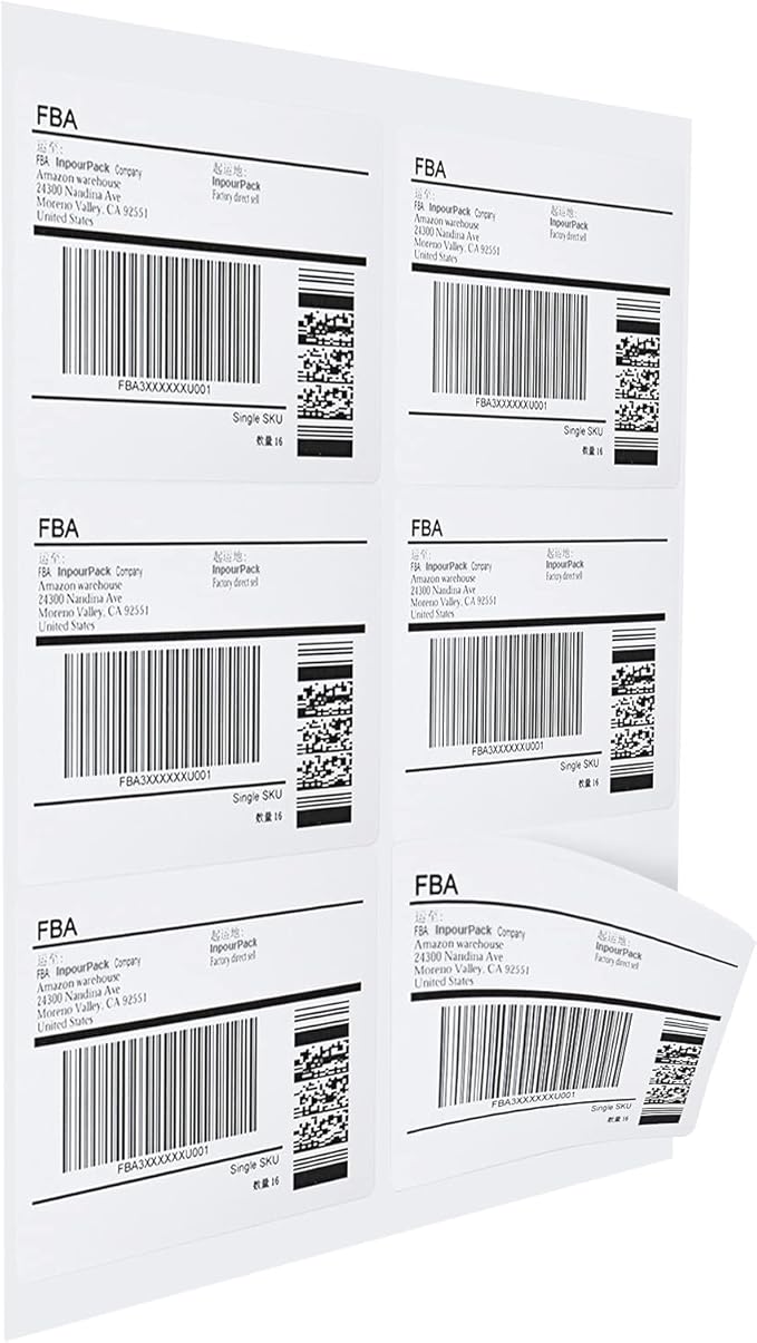 100 Sheets 6 up Labels, Shipping Address Labels 3-1/3" x 4" for Laser & Inkjet and Copier Printer, 6 up Self Adhesive Sticker (600 Labels Total)