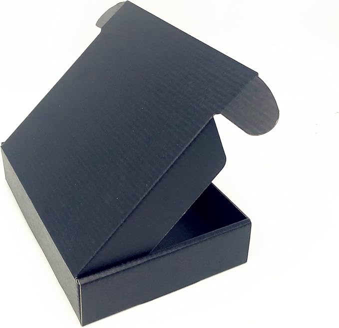 Black Cardboard Shipping Box Mailers 8 x 5.5 x 1.6 Inch Corrugated Packaging Storage Boxes 10 Pack (Inside Size: 7.4 x 5.3 x 1.45)