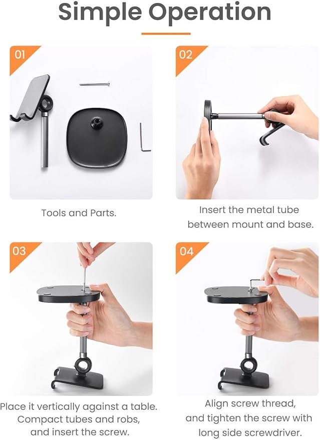 LISEN Cell Phone Stand Adjustable Phone Holer for Desk, Computer Office Desk Accessories for iPhone 16 Holder Women Kitchen Essentials Fits All Mobile Phones Switch Kindle iPads Tablet 4-10in