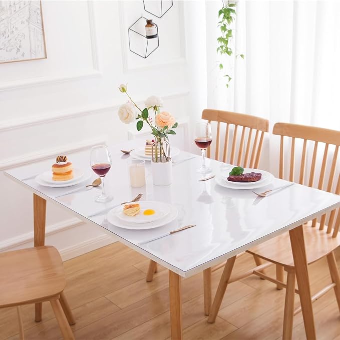 38" x 70" Clear Table Cover Protector, Waterproof & Durable, Rectangular Plastic Tablecloth for Dining Room, Kitchen, Office