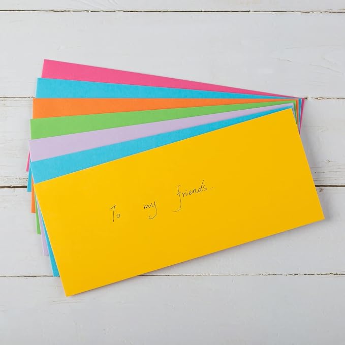 100 Pack Colored #10 Business Envelopes, 4.13 x 9.49 Inches, Colorful | Self Seal, Standard Envelopes, For Office Checks, Business Letter Mailing, Greeting Card
