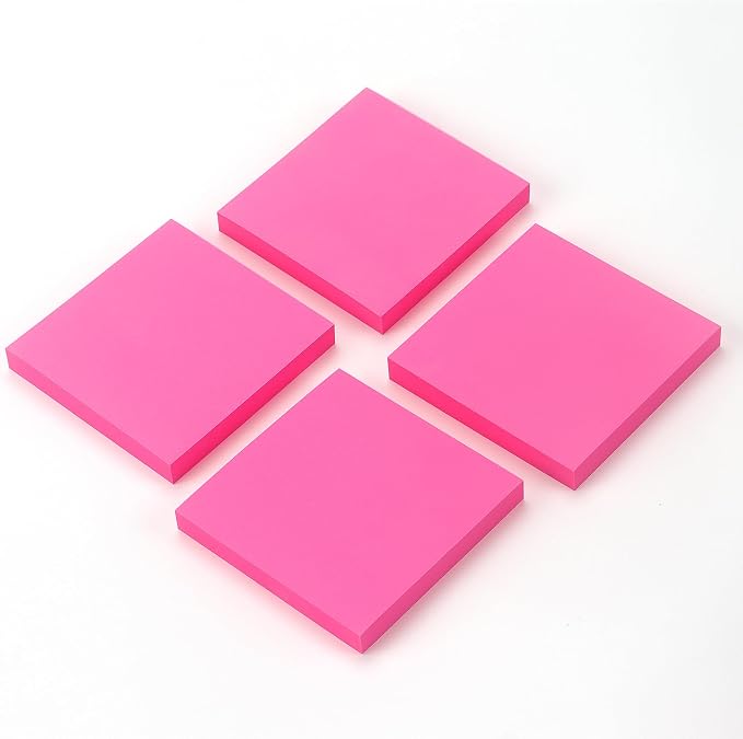 Sticky Notes 3x3 Pop Up with Bright Colors (Rose Red), 4 Pads 90 Sheets/Pad | Bright Rose Red Pop Up Self-Stick Notes Pads, 360 Sheets Total, Perfect for Daily Reminders, Study Notes, and Office Memos