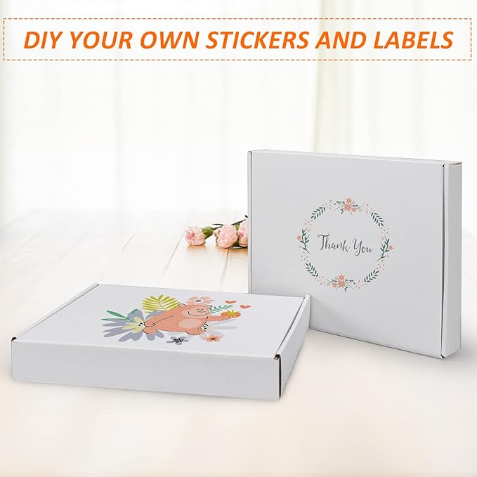 HORLIMER 13x10x2 inches Shipping Boxes Set of 25, White Corrugated Cardboard Box Literature Mailer