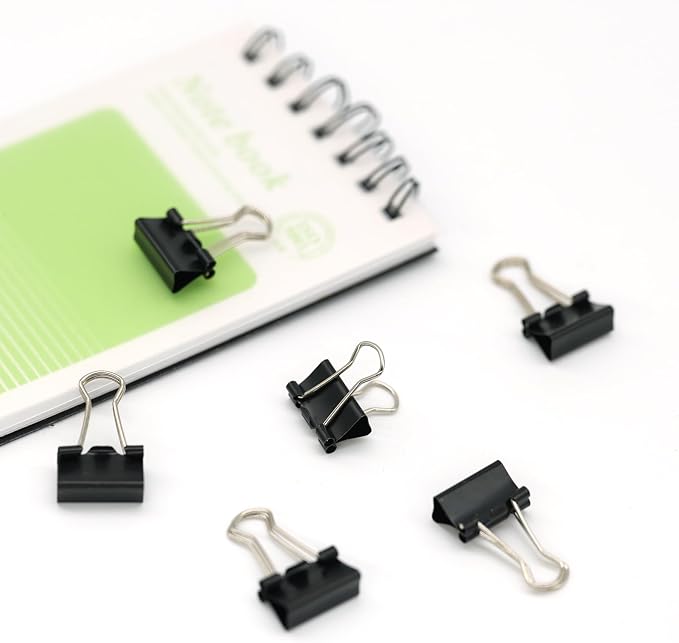 Ykimok 64Pcs Mini Binder Clips, 0.5 inch(13mm), Paper Clamps Micro Size for Office Supplies, Black