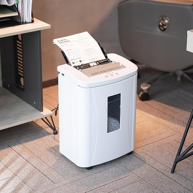 150-Sheet Auto Feed Paper Shredder for Home Office | High Security Micro Cut Shredders/30 Min Commercial Heavy Duty Shredder with 4 Casters/ P4 Security Level & 6.6 Gallon Bin