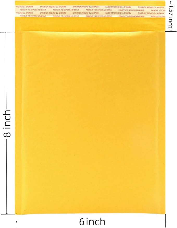 Kraft Bubble Mailers 6x8 Inch 12 Pack Self Seal Padded Envelopes Small Bubble Envelopes Bulk Mail Shipping Bags for Jewelry Makeup Supplies (Yellow)