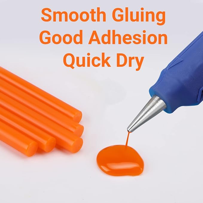 Orange Hot Glue Sticks, 36 Pack Mini Hot Melt Glue Sticks Colored, High Low Temp Adhesive Glue Sticks for Crafts, Christmas Decoration, Art, DIY, Bonding Gluing Project, 4" Long x 0.27" Dia